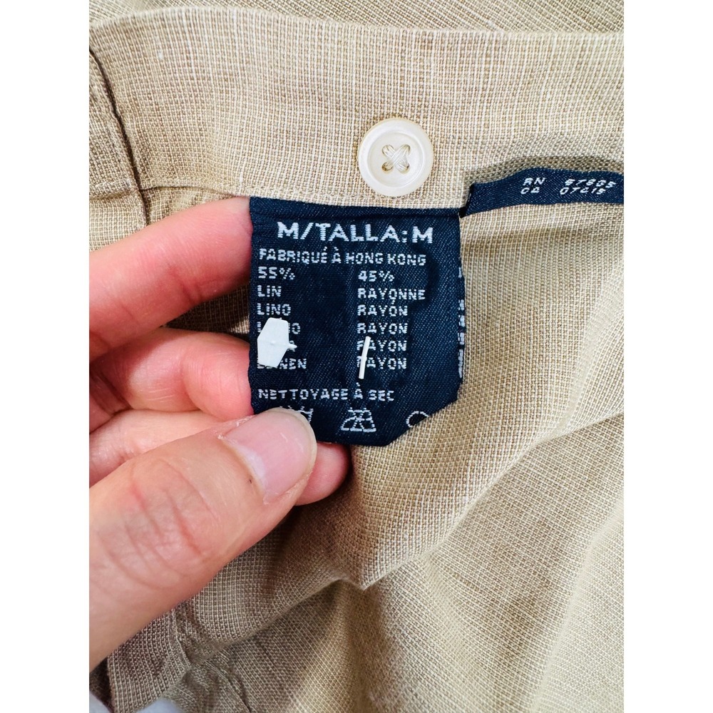 Nautica Men's Tan Linen & Rayon Blend Short Sleeve Button Down Shirt Size M - Picture 7 of 9